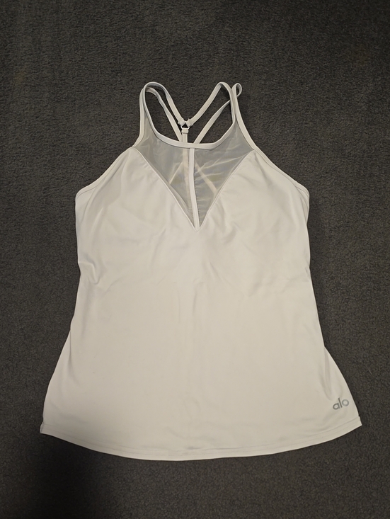 ALO Yoga Tops - ALO Yoga White Sports Bra with Subtle Logo